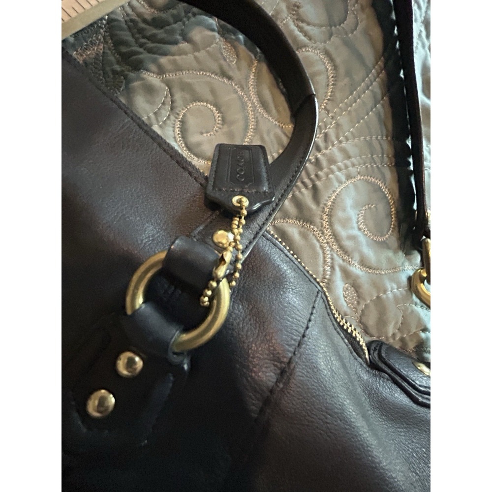 Coach Campbell Buckle Hobo Black Leather Shoulder Bag  Brass Hardware - Picture 13 of 14